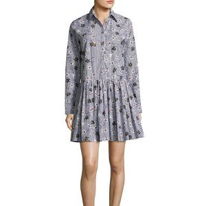 Opening Ceremony Floral Stripe Cotton Poplin Dress